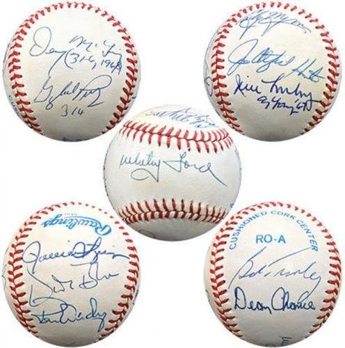Cy Young Nyertesek Aláírt OAL Baseball Ford, Vadász, Perry, a Wynn, Guidry, Kék COA - Dedikált Baseball