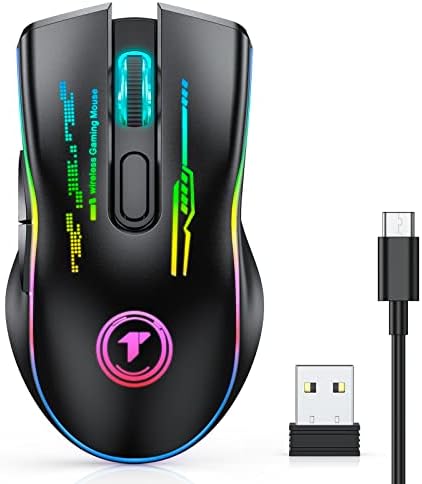 TECURS Gaming Egér, Vezeték nélküli Gaming Mouse a 9-es Gombok, 5 Állítható DPI Szinten, Újratölthető Ergonomikus Plug