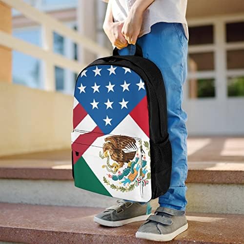 Amerikai-Mexikói Zászló Alkalmi Laptop Hátizsák, válltáska Utazási Daypack Zsebek Férfiak Nők