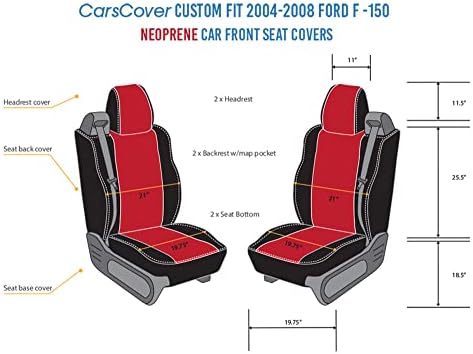 CarsCover Egyéni Illeszkedik 2004-2008 Ford F150 Pickup Neoprén Autó Elülső Üléshuzatok Vörös Rózsa & Fekete Oldalán