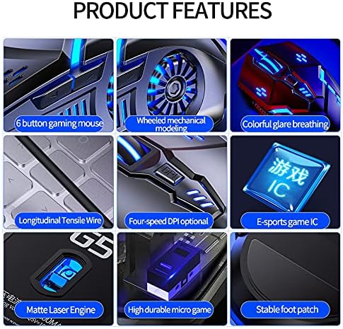 Yindiao G5 Gaming Mouse RGB Mechanikus Egér 140mm Kábel USB conect akár 3200 DPI