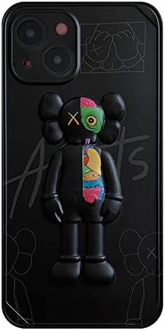 DOWINTIGER iPhone 14 Pro Esetben Vicces Graffiti Kék Medve 3D-s Rajzfilm Utcai Divat a Fiúk, Gyerekek, Tizenévesek,