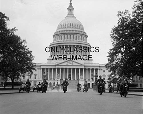 OnlyClassics 1922-ben az AMERIKAI Capitolium Washington DC Motoros RENDŐRÖK Fotó Harley Davidson SIDECARS