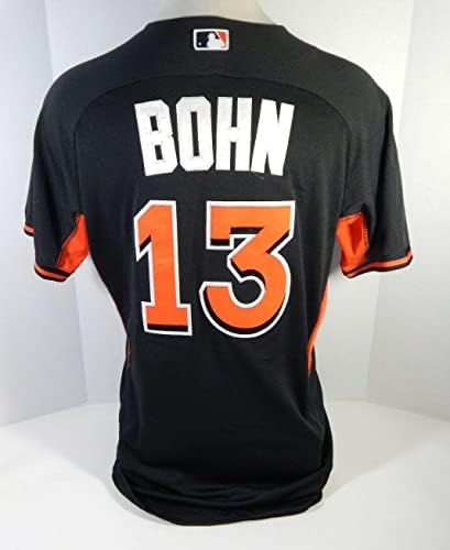 Miami Marlins Justin Bohn 13 Játék Használt Fekete Tavaszi Képzési BP Jersey - Játék Használt MLB Mezek