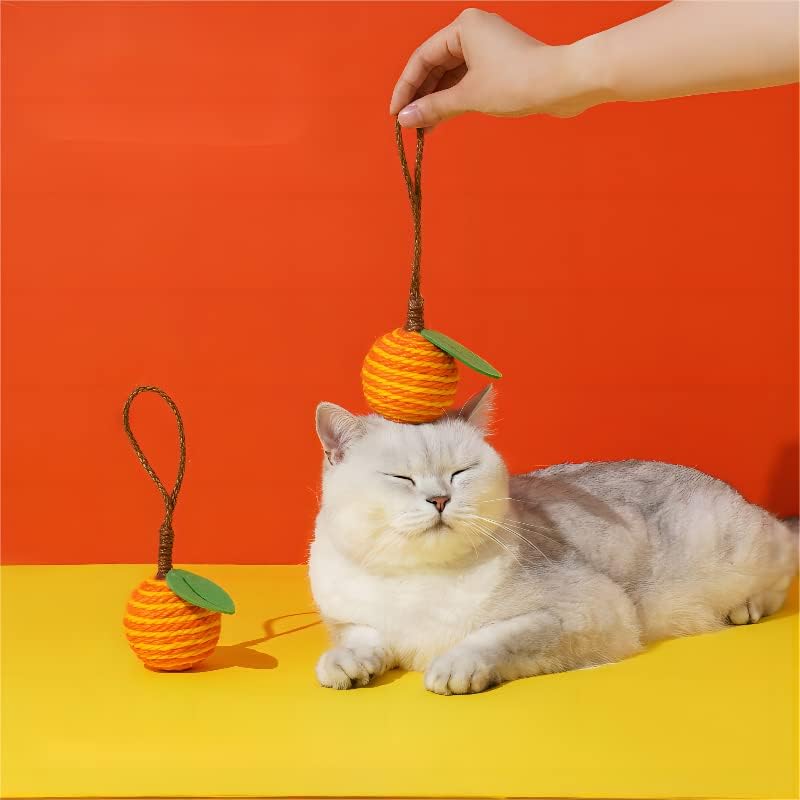 Vagy itt zeze Interaktív Macska Labda Játékok - Gyümölcs Alakú Szizál Golyó Beltéri Macska - Macska szizál Labda - Kézzel