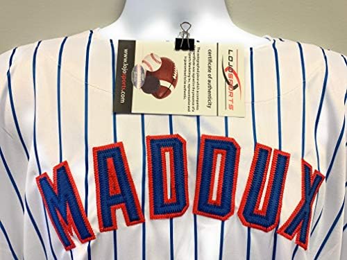 Greg Maddux Chicago Cubs Aláírt Autogramot MLB Egyéni Fehér Jersey LoJo Sport Hitelesített
