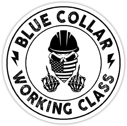 SODAVA 3Pcs kékgalléros munkásosztály Matrica, Koponya Munkás Amerikai Zászló Középső Ujj Matricák Laptop Üveg Vizet,
