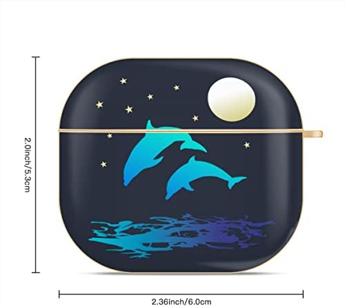 Ocean Bay Delfin Kompatibilis AirPods 3 burkolata, Aranyos Aranyozott Air Pod 3. Generációs Esetben a Kulcstartó Védő