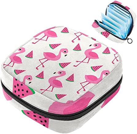 Flamingo pedig Görögdinnye Táskák Egészségügyi betét, Menstruációs Csésze Tok Ápolási Pad tartó Nők Tini Lányok, Mini