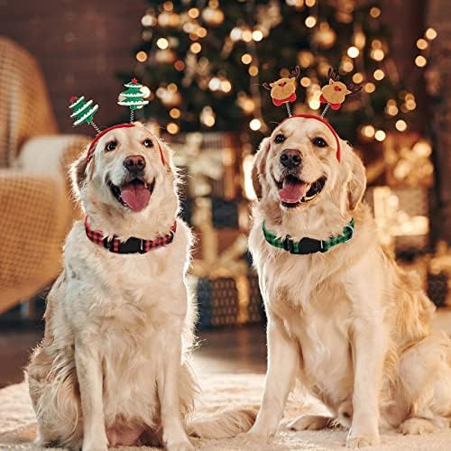Karácsonyi Small & Medium Kutya vagy Macska Nyakörv 2 Csomag, Tartós, Állítható Nyakörv Puha a Fiúk & Lányok, Piros,