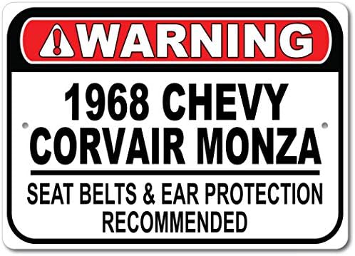 1968 68 Chevy Corvair Monza biztonsági Öv Ajánlott Gyors Autó Alá, Fém Garázs Tábla, Fali Dekor, GM Autó Jel - 10x14