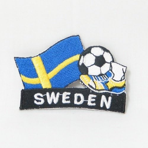 Svédország labdarúgás Labdarúgás Kick Ország Zászló Hímzett Vas a Patch Címer Jelvény ... 2 X 1 3/4 Inch Új ..