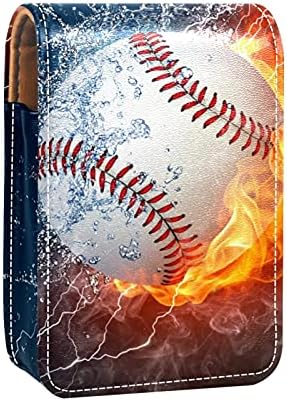 Rúzs Esetben A Tükör Baseball Tűz, Víz Szájfény Jogosultja Hordozható Rúzs Tároló Doboz Utazási Smink Táska Mini Bőr