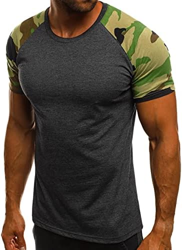 Férfi Terepszínű T-Shirt Rövid Ujjú Álcázás Rendszeres Fit Katonai Felső Hadsereg Stílusú Kerek Nyak Tshirts Edzés A