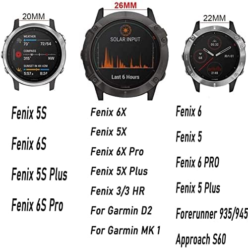 GHFHSG 26 22 20 MM Watchband Szíj, a Garmin Fenix 7x ，Fenix 7，Fenix 7s Intelligens Karóra gyorskioldó Szilikon Easyfit