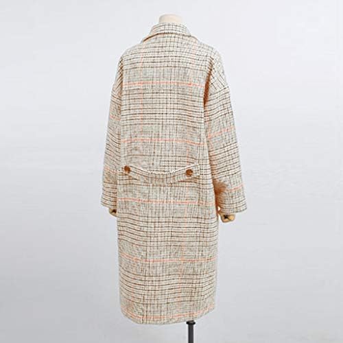 Téli Lady Női Meleg Kétsoros Szőrös Kockás Kabát Széldzseki, Hosszú Kabát