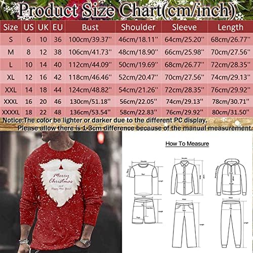 ZDDO Karácsonyi Long Sleeve T-shirt Férfi ruházat, Karácsonyi 3D Grafikus Mikulás Nyomtatás Sleeve Tee Maximum Fél Sport