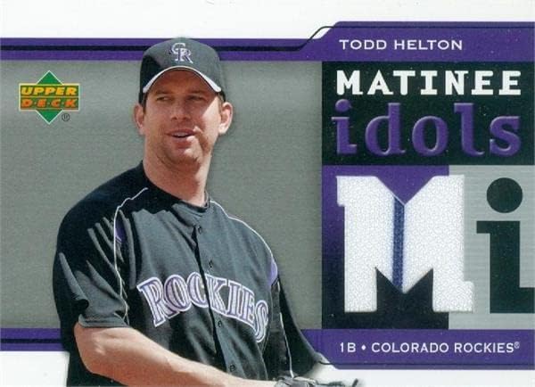 Todd Helton játékos kopott jersey-i javítás baseball kártya (Colorado Rockies) 2004 Felső szint Matiné Bálványok MI-TH