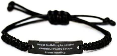 Modell Épület nem Csak egy Hobbi. Modell-Fekete Kötél Karkötő, Helytelen Modell Épület Ajándékok, Vésett Karkötő Barátok