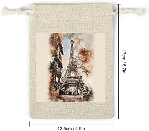 Akvarell Párizs Zsinór Tároló Zsák Cukrot Ajándék Tasak Újrafelhasználható Összecsukható, Kompakt többfunkciós Zsebében